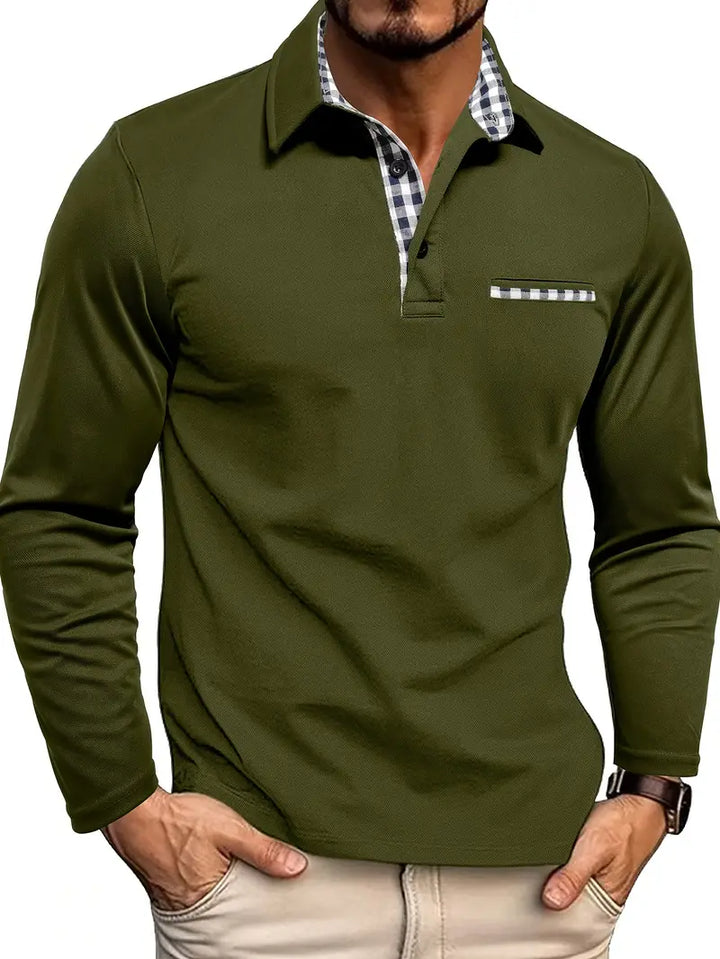 Renzo™ | Elegant langærmet polo med kontrastdetaljer
