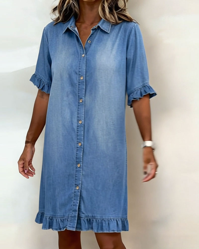 Anne™ | Rynket denimkjole
