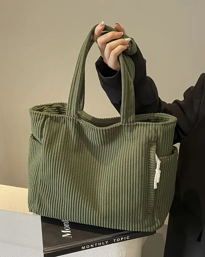 Marcella™ | Skuldertaske i blød fløjl med ribber
