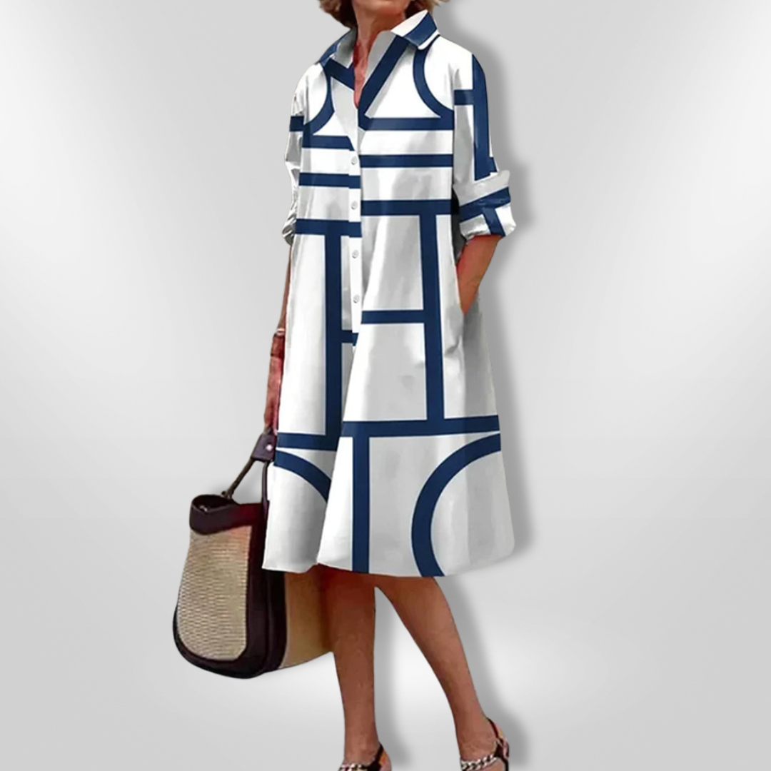 Lena™ | Elegant geometrisk skjortekjole