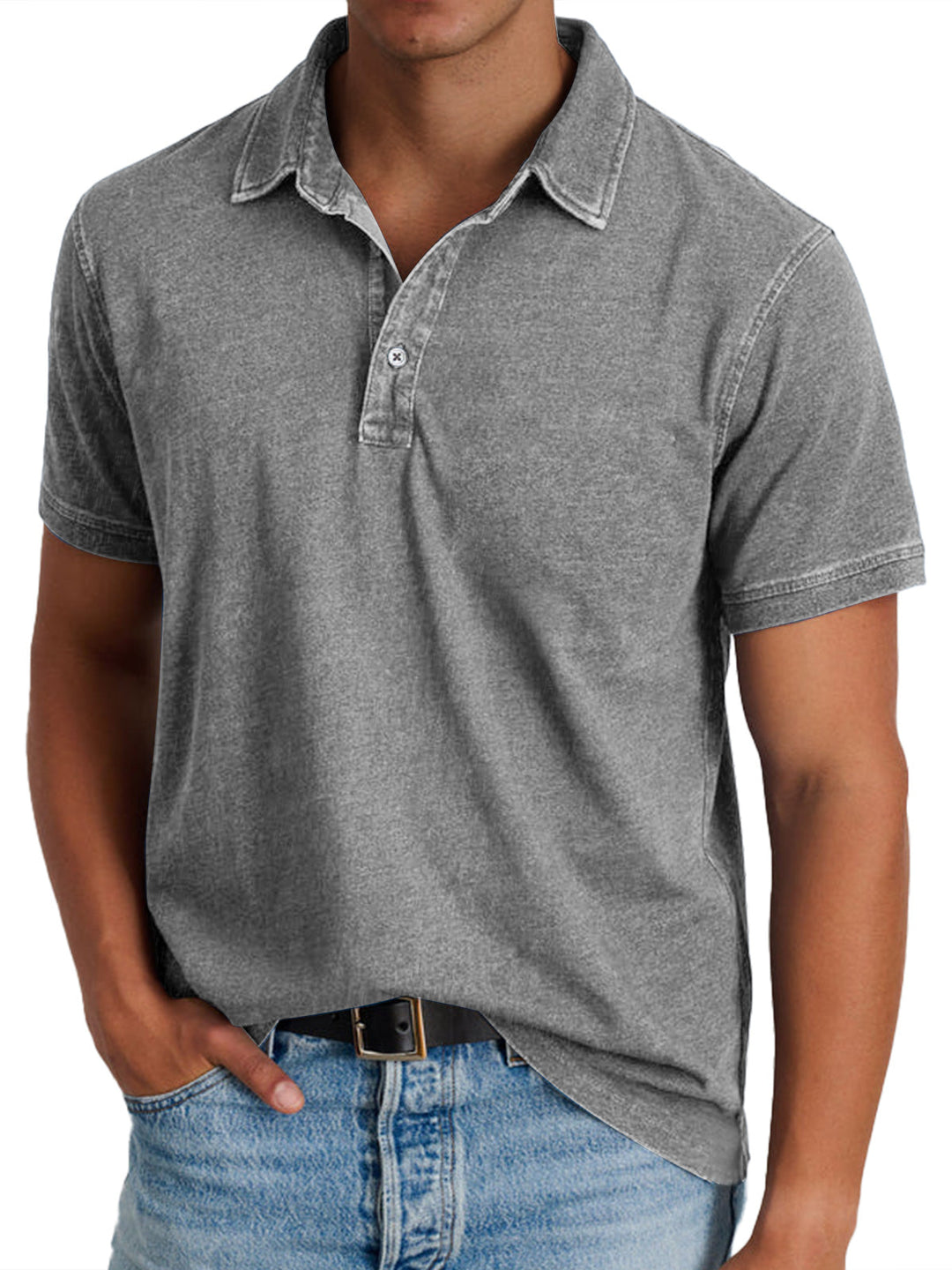 Menzo™ | Poloshirt i vasket bomuld
