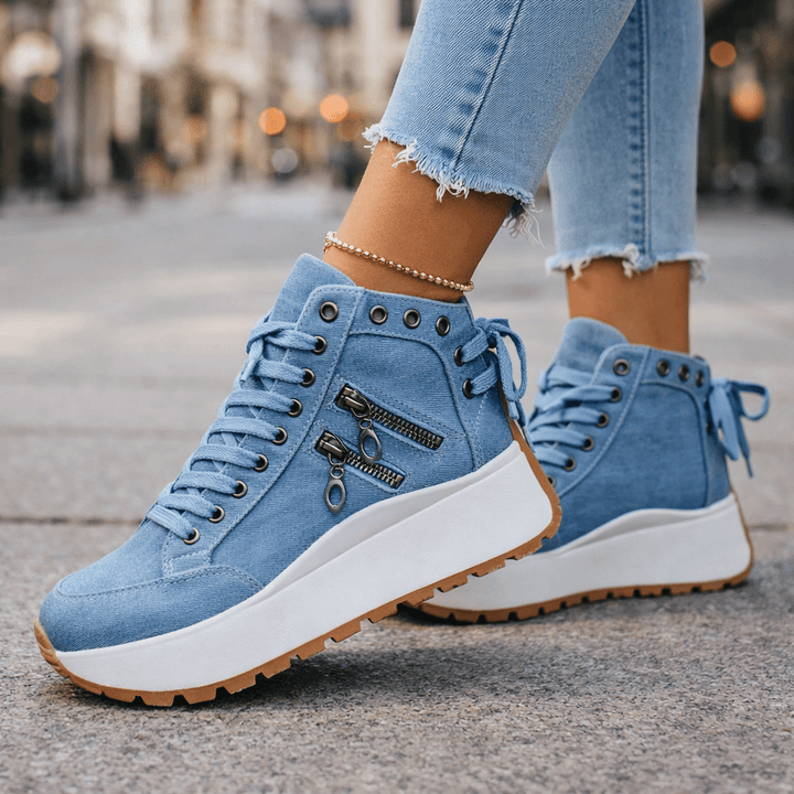 Lene™ | Chunky sneakers med hjerte-lynlåse