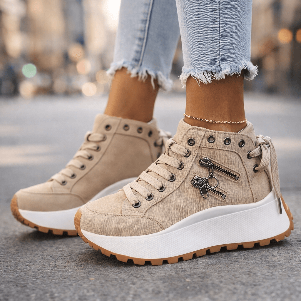 Lene™ | Chunky sneakers med hjerte-lynlåse