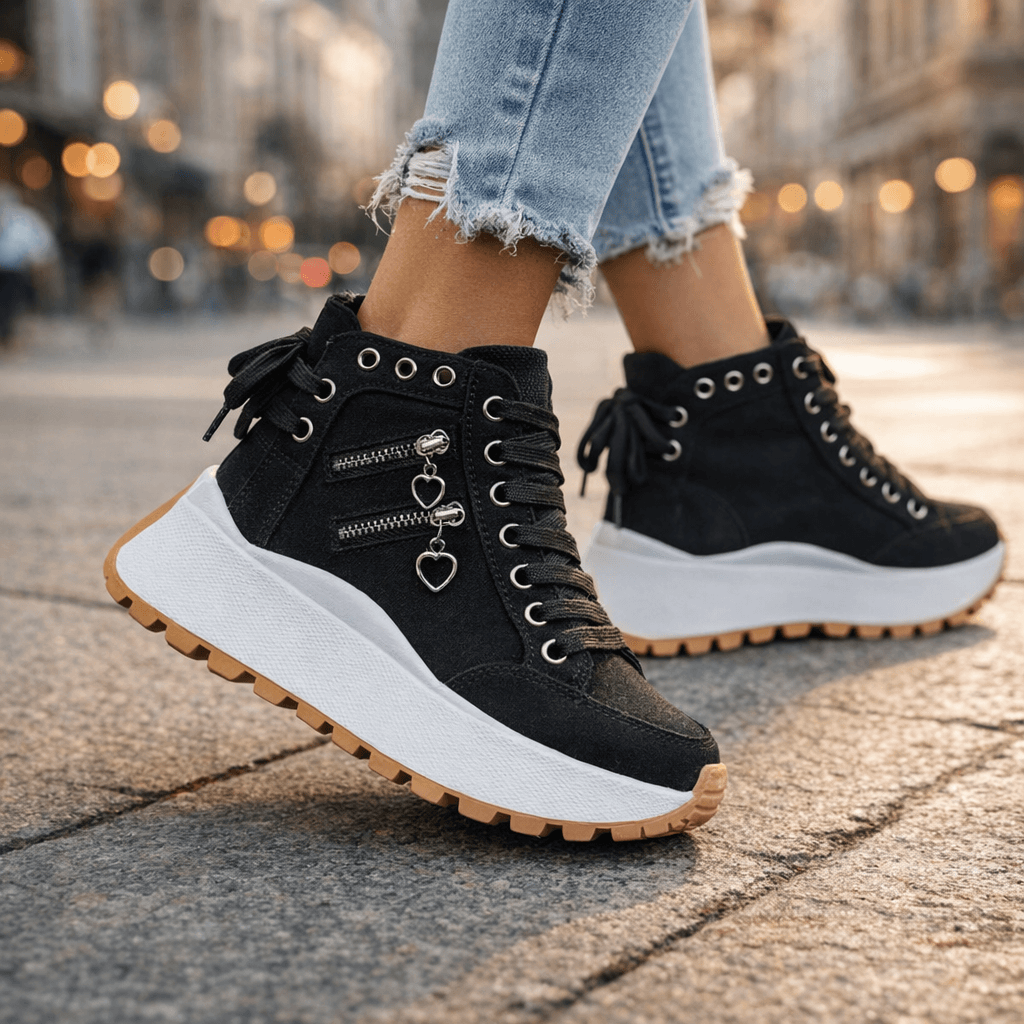 Lene™ | Chunky sneakers med hjerte-lynlåse