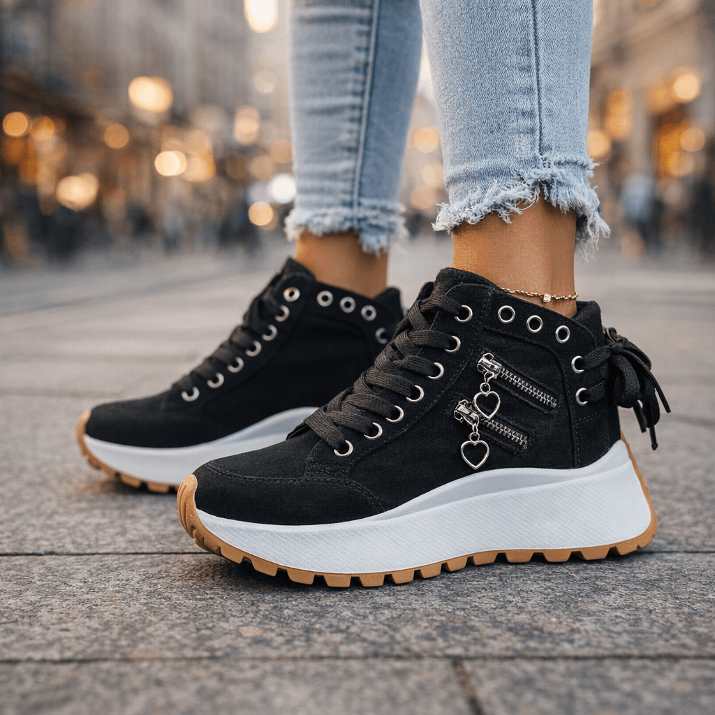 Lene™ | Chunky sneakers med hjerte-lynlåse
