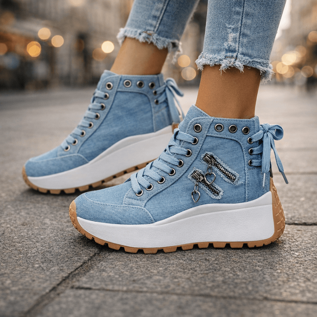 Lene™ | Chunky sneakers med hjerte-lynlåse