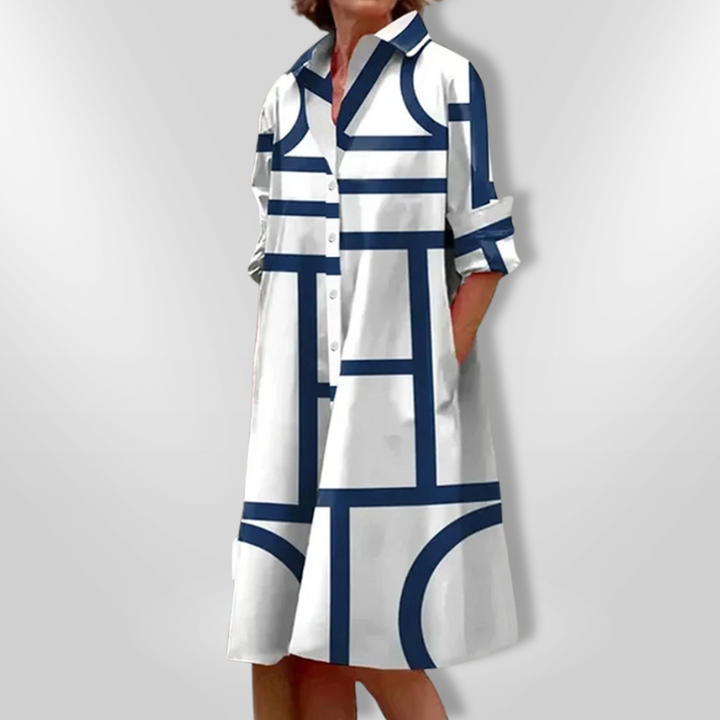 Lena™ | Elegant geometrisk skjortekjole