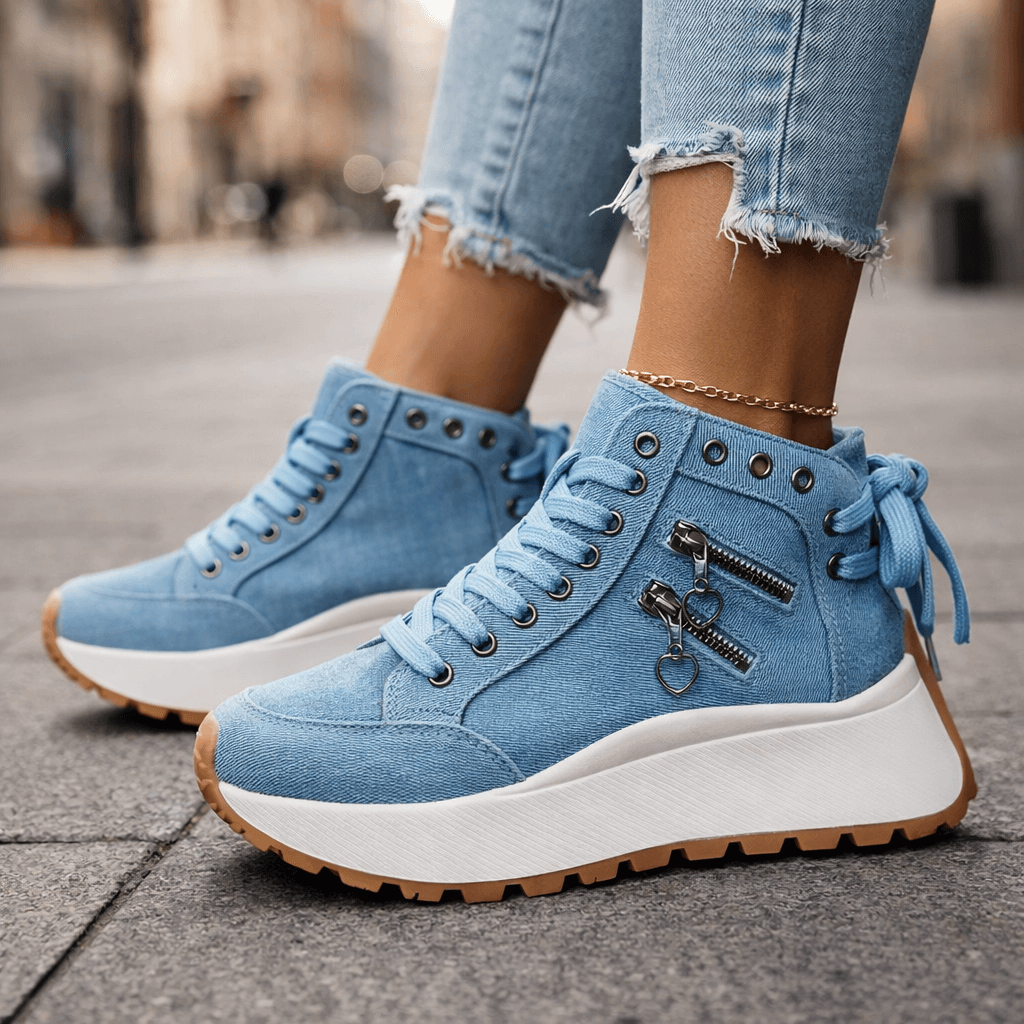 Lene™ | Chunky sneakers med hjerte-lynlåse