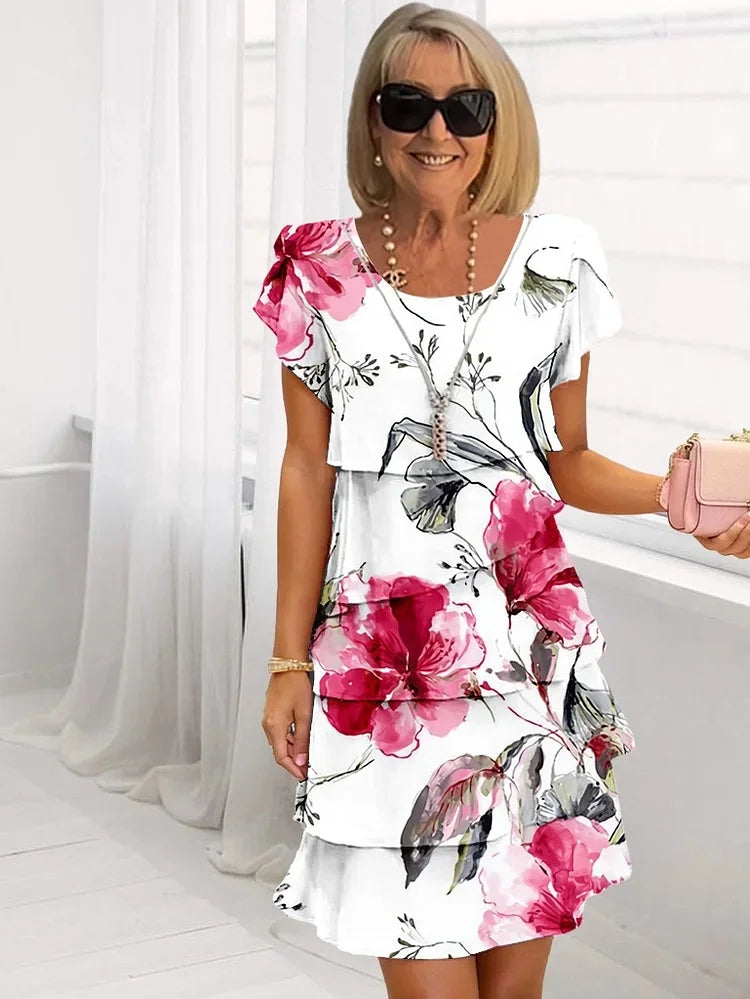 Ellie™ | Lagdelt kjole med blomsterprint