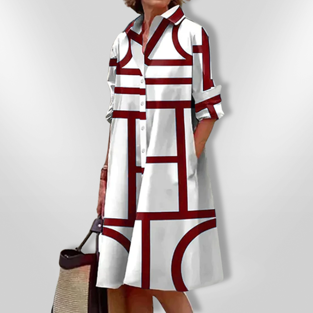 Lena™ | Elegant geometrisk skjortekjole