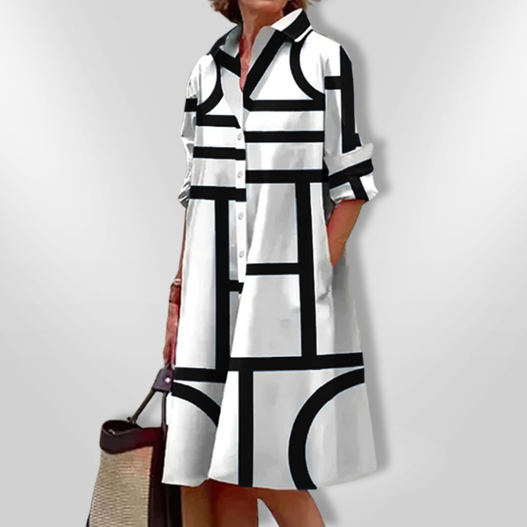Lena™ | Elegant geometrisk skjortekjole