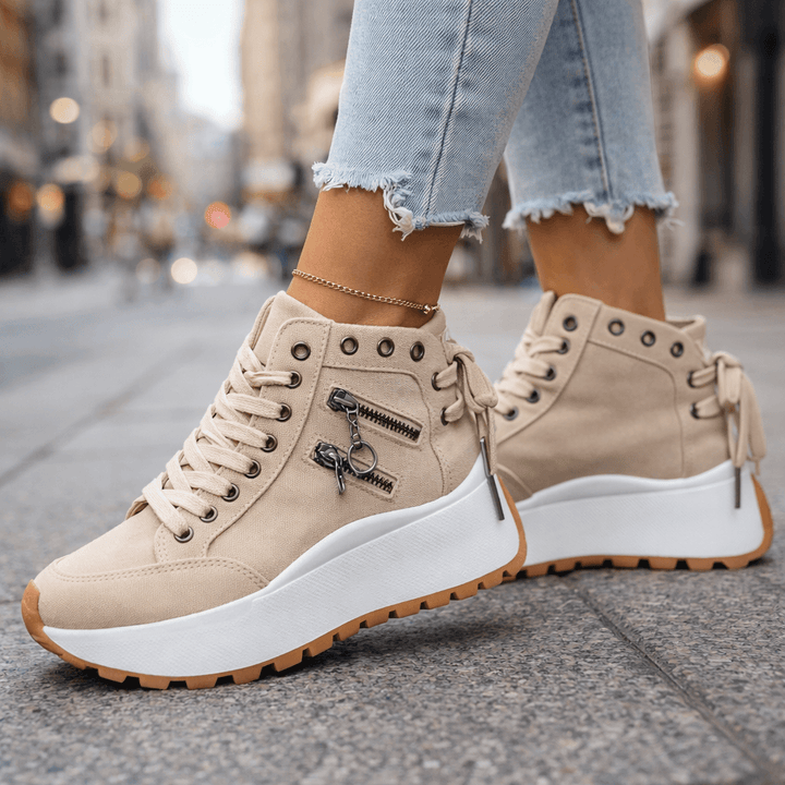 Lene™ | Chunky sneakers med hjerte-lynlåse