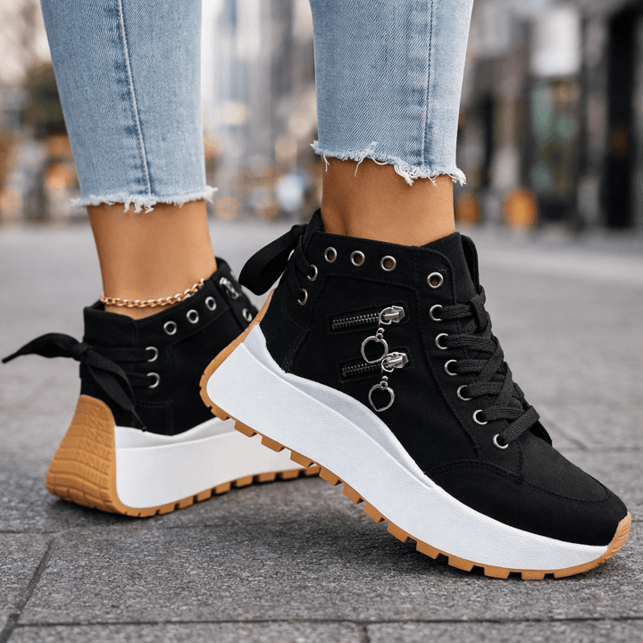 Lene™ | Chunky sneakers med hjerte-lynlåse