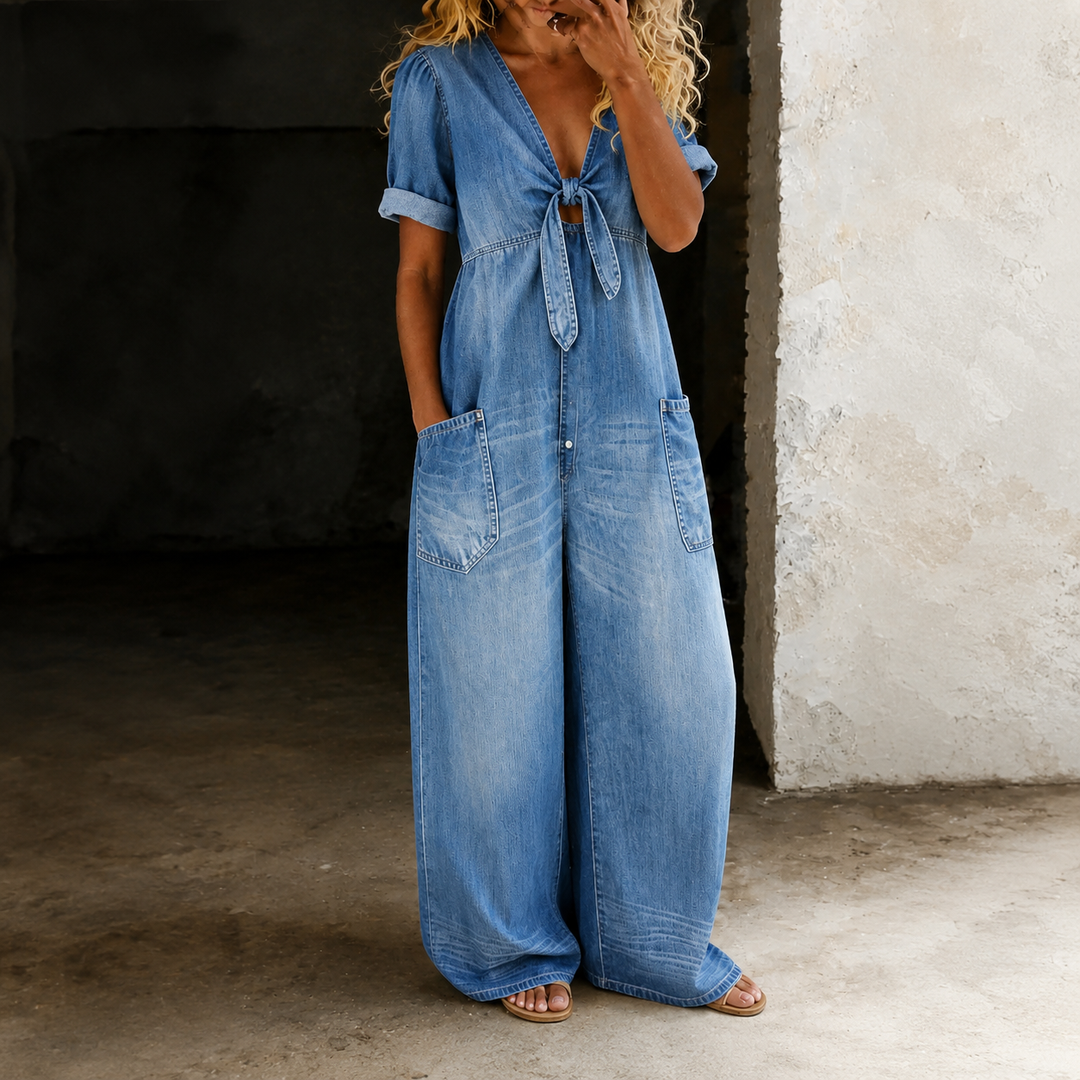 Louise™ | Denim Jumpsuit med brede ben