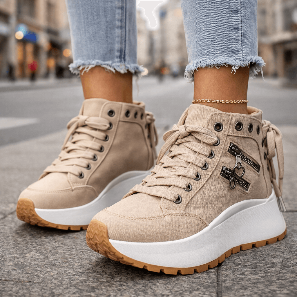 Lene™ | Chunky sneakers med hjerte-lynlåse