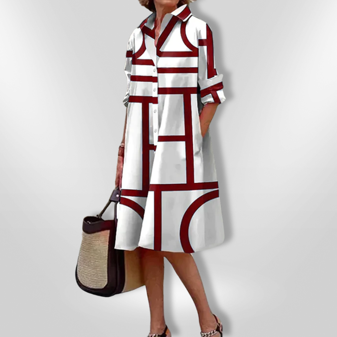 Lena™ | Elegant geometrisk skjortekjole