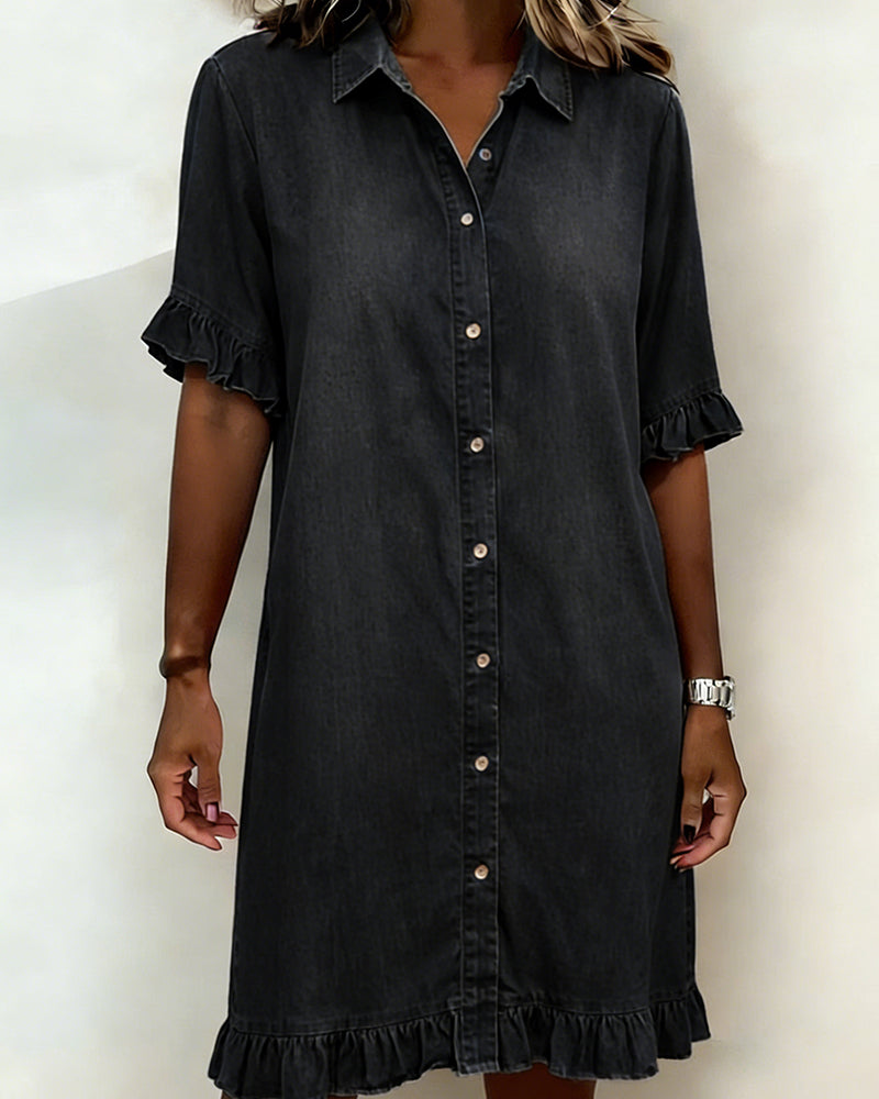 Anne™ | Rynket denimkjole