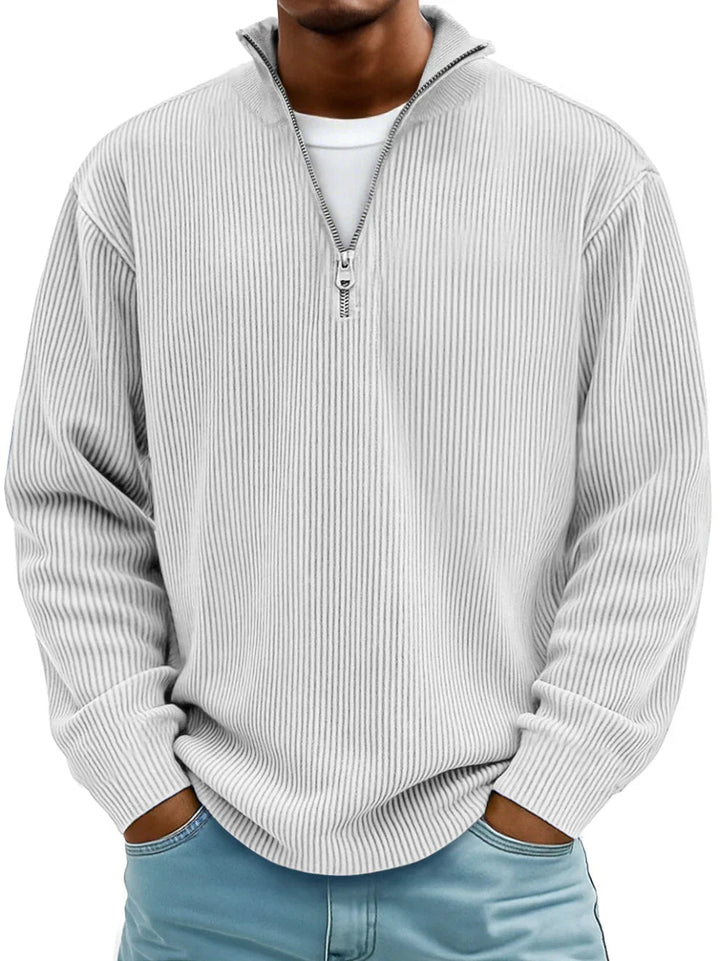 Enrico™ | Struktureret strikket sweater med halv lynlås.