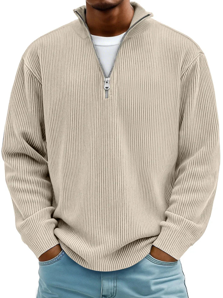 Enrico™ | Struktureret strikket sweater med halv lynlås.