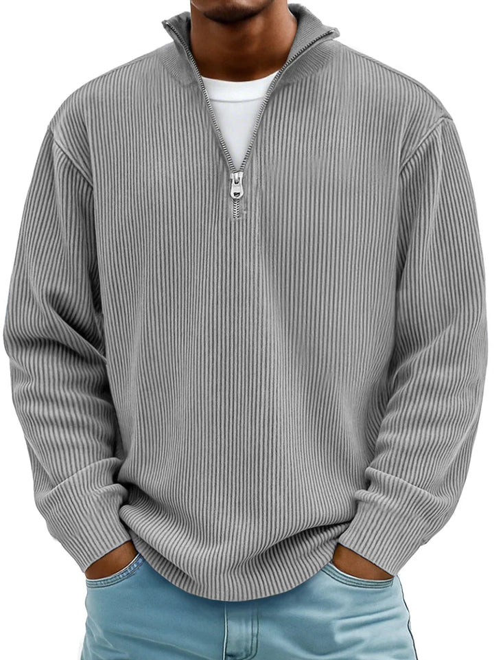 Enrico™ | Struktureret strikket sweater med halv lynlås.