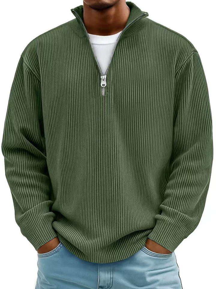 Enrico™ | Struktureret strikket sweater med halv lynlås.