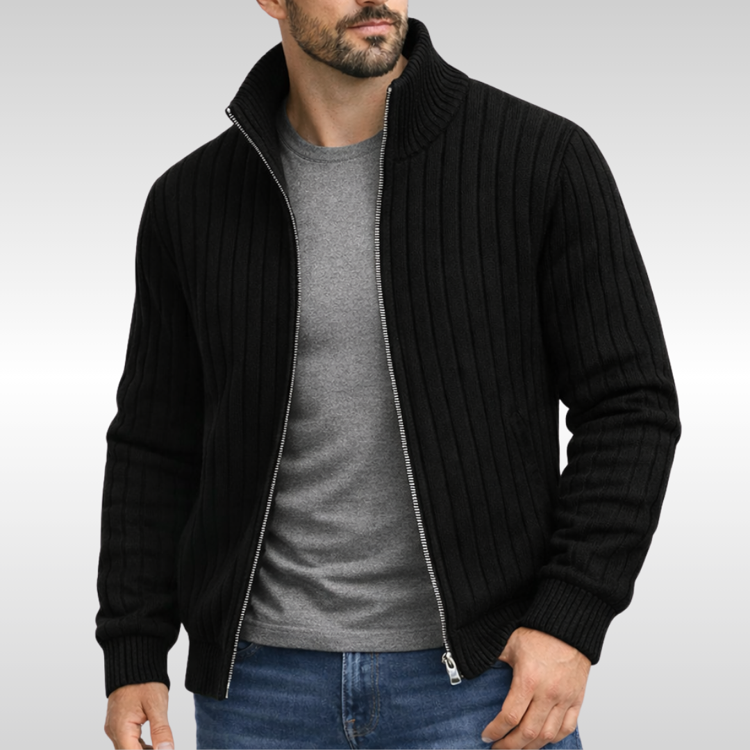 Samuele™ | Ribstrikket cardigan med lynlås