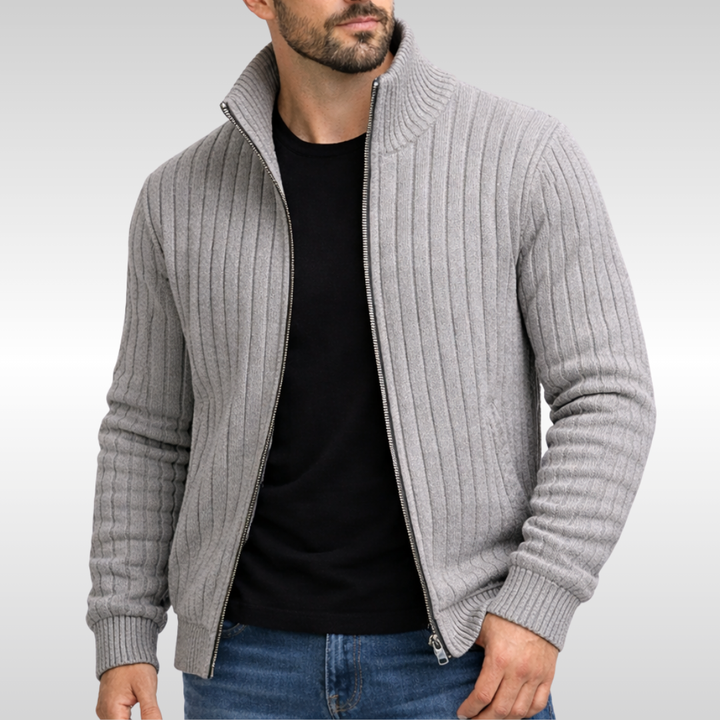 Samuele™ | Ribstrikket cardigan med lynlås