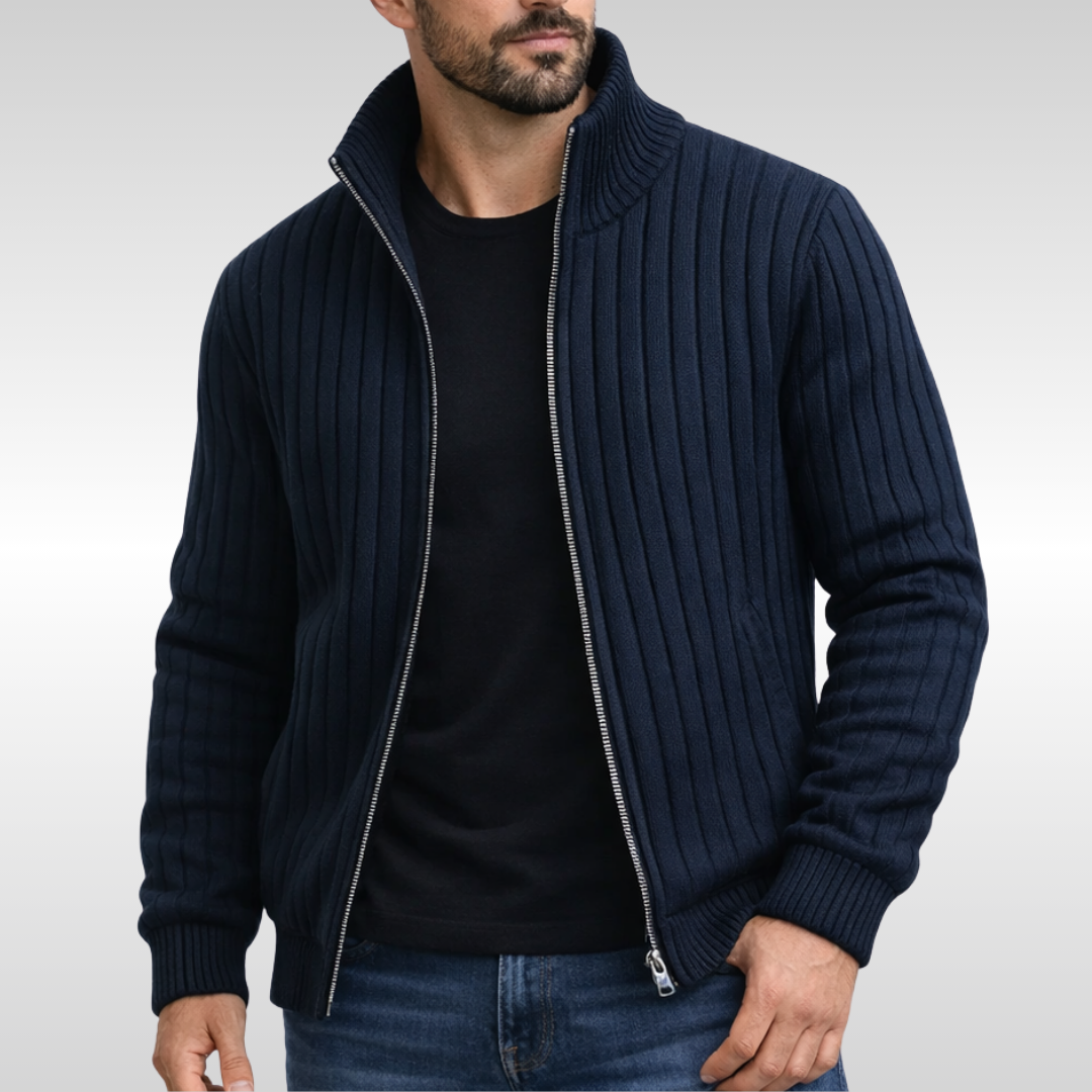 Samuele™ | Ribstrikket cardigan med lynlås