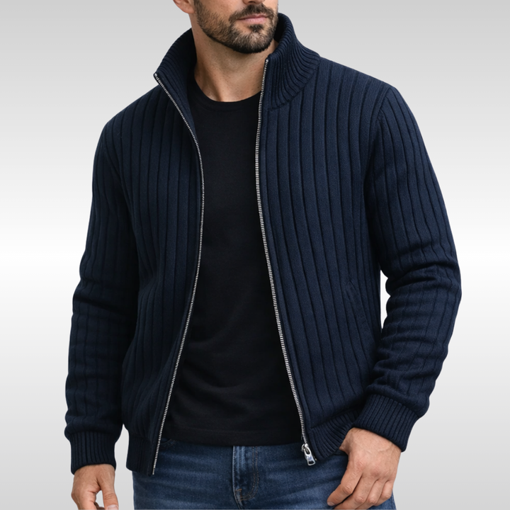 Samuele™ | Ribstrikket cardigan med lynlås