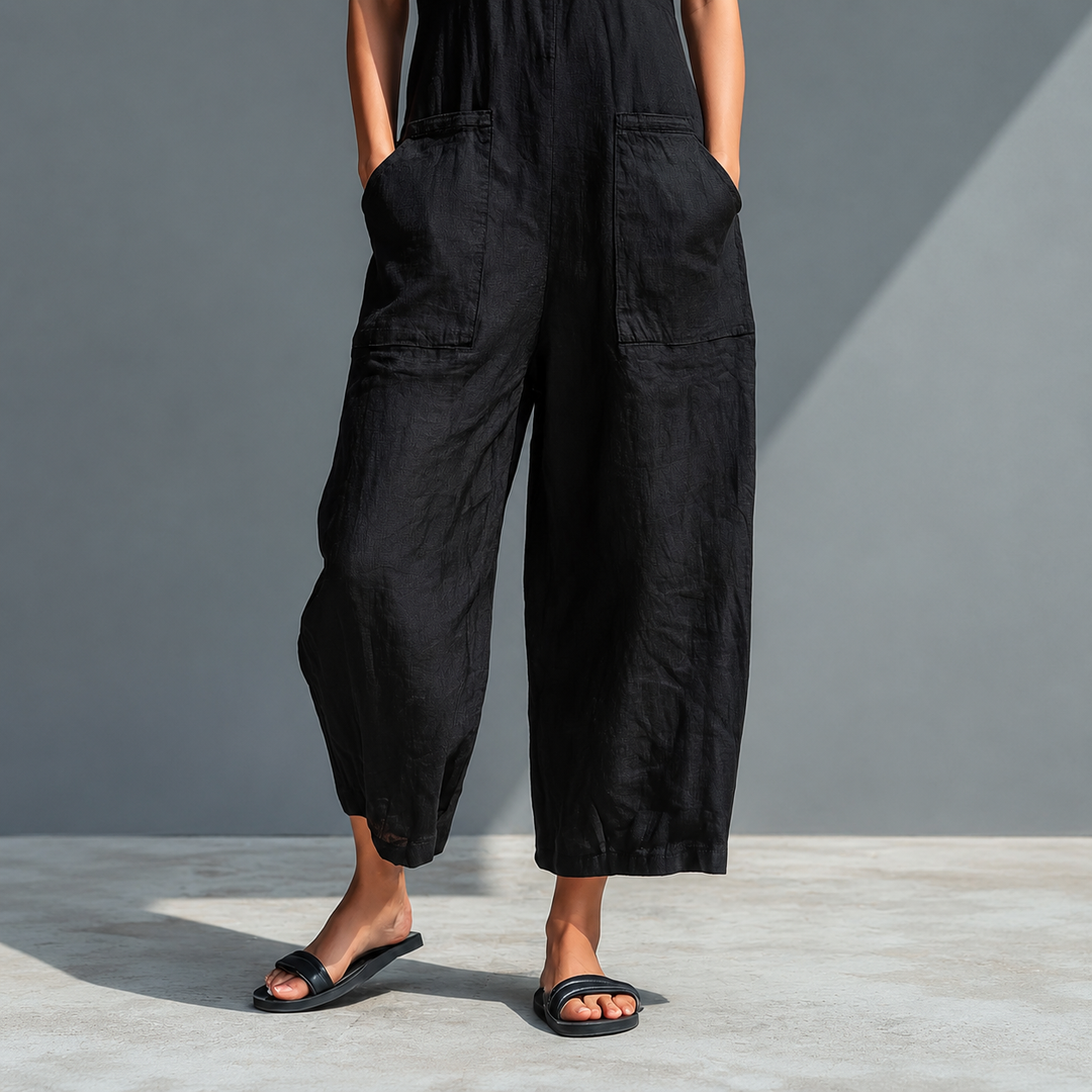 Susanne™ | Ærmeløs jumpsuit i hørblanding