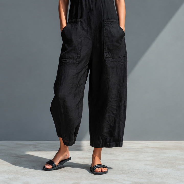 Susanne™ | Ærmeløs jumpsuit i hørblanding