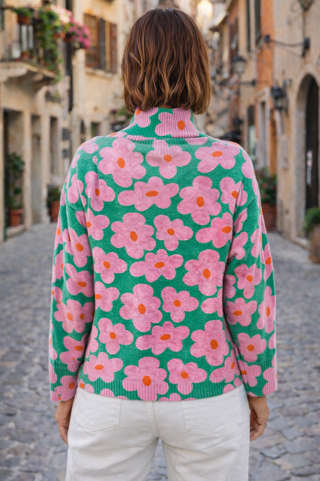 Alessia™ | Blomstret trøje med høj hals