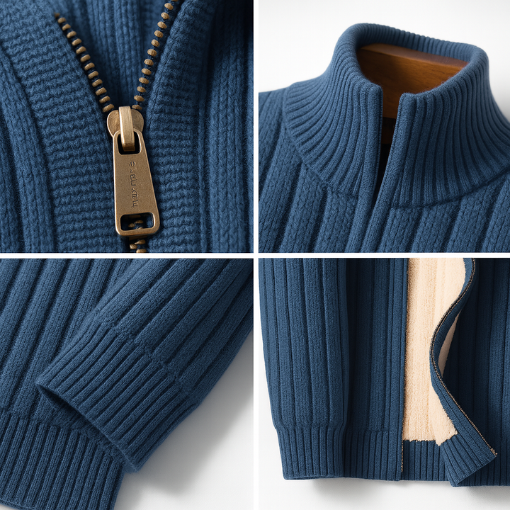 Samuele™ | Ribstrikket cardigan med lynlås