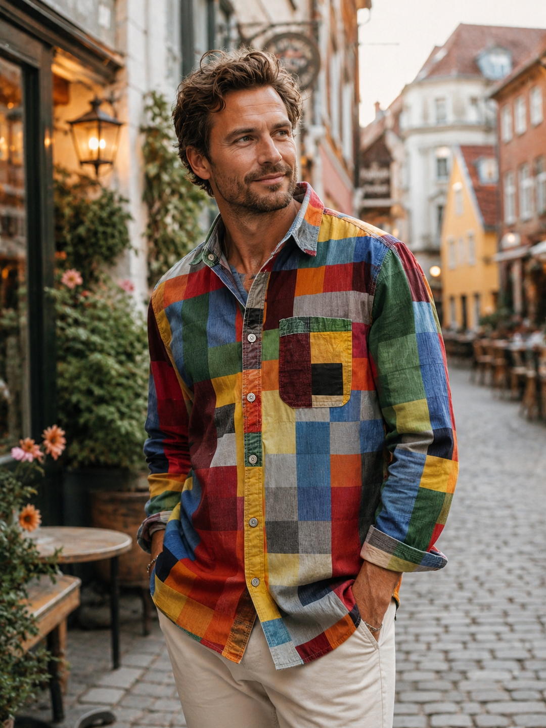 Anders™ | Patchwork skjorte med brystlomme
