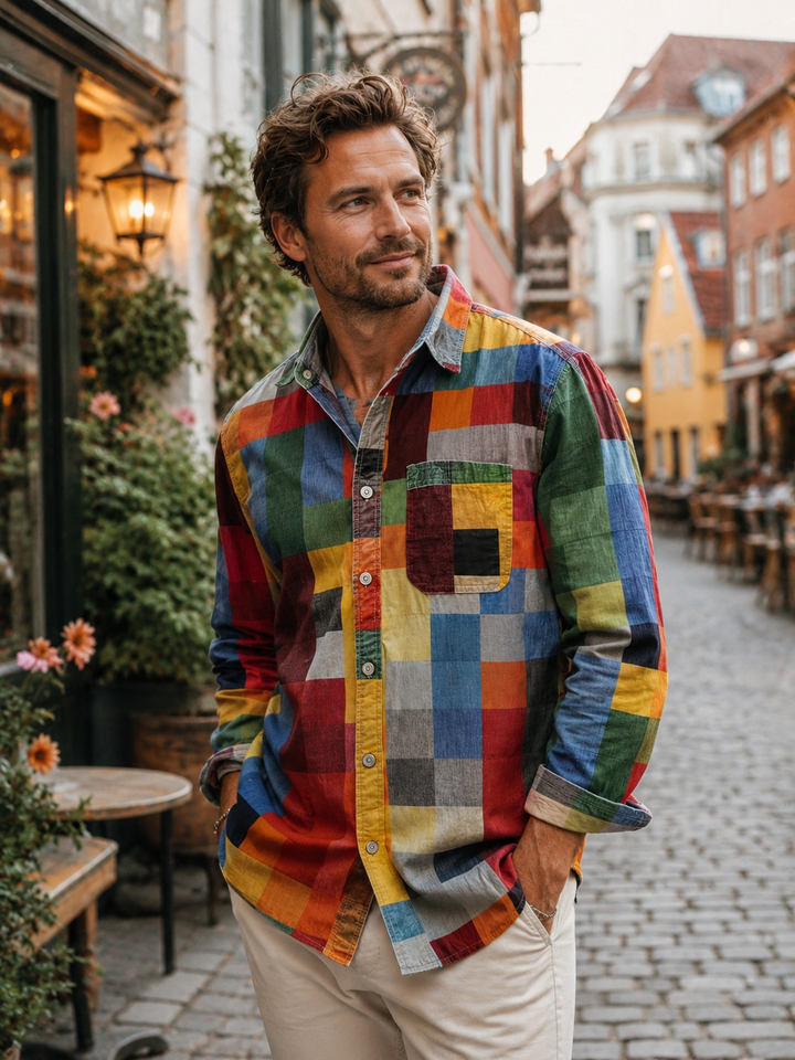 Anders™ | Patchwork skjorte med brystlomme