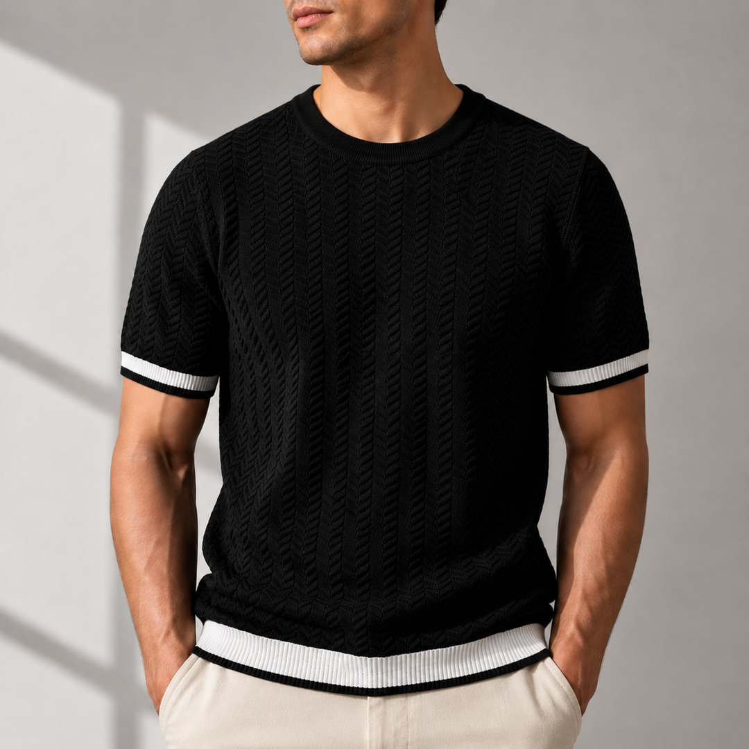 Claus™ | Strikket T-shirt med kontrastkanter