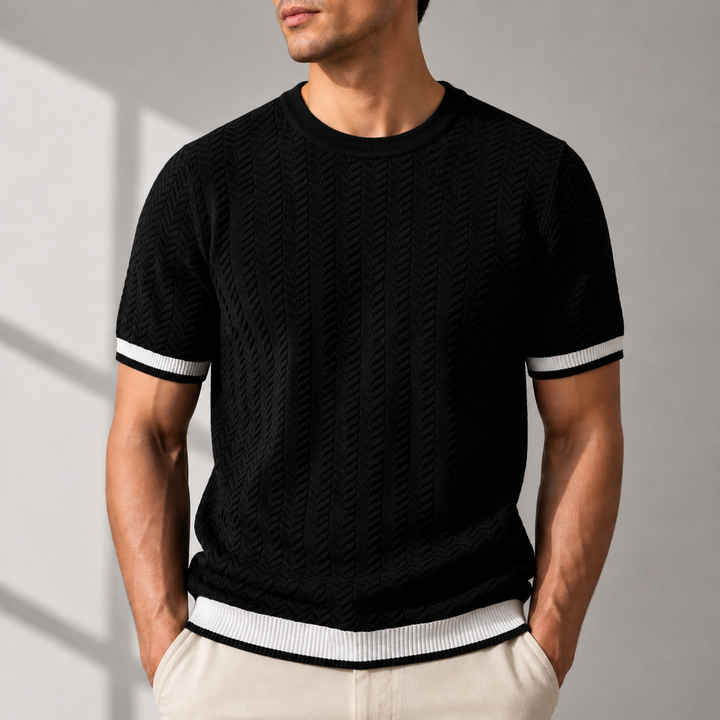 Claus™ | Strikket T-shirt med kontrastkanter