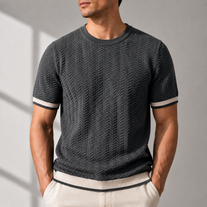 Claus™ | Strikket T-shirt med kontrastkanter