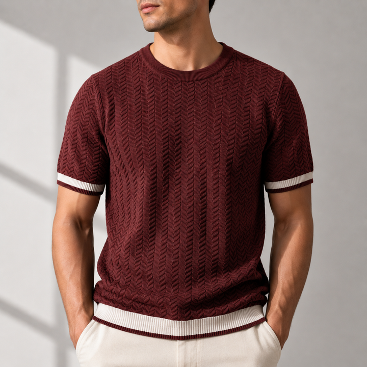 Claus™ | Strikket T-shirt med kontrastkanter