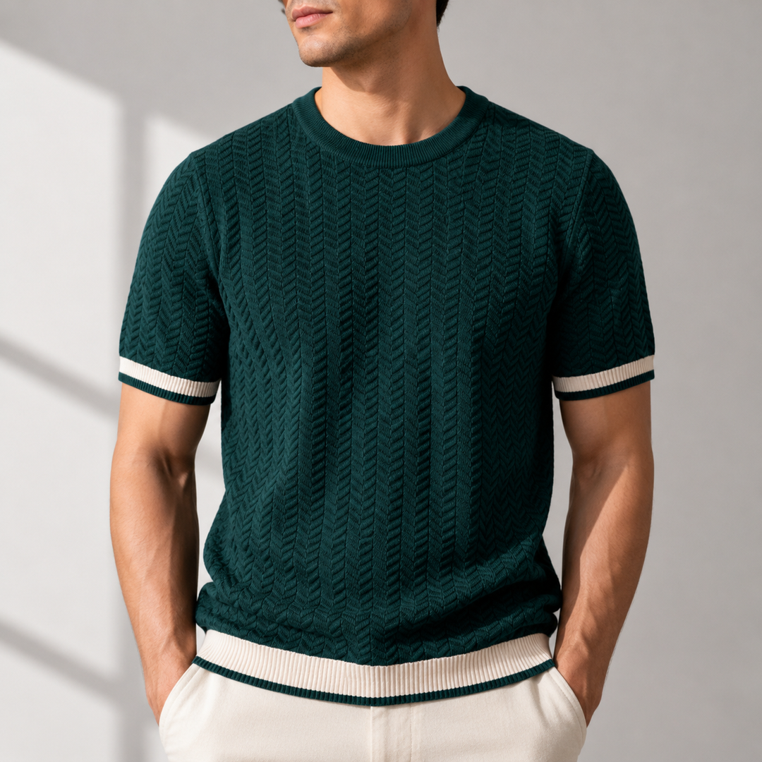Claus™ | Strikket T-shirt med kontrastkanter
