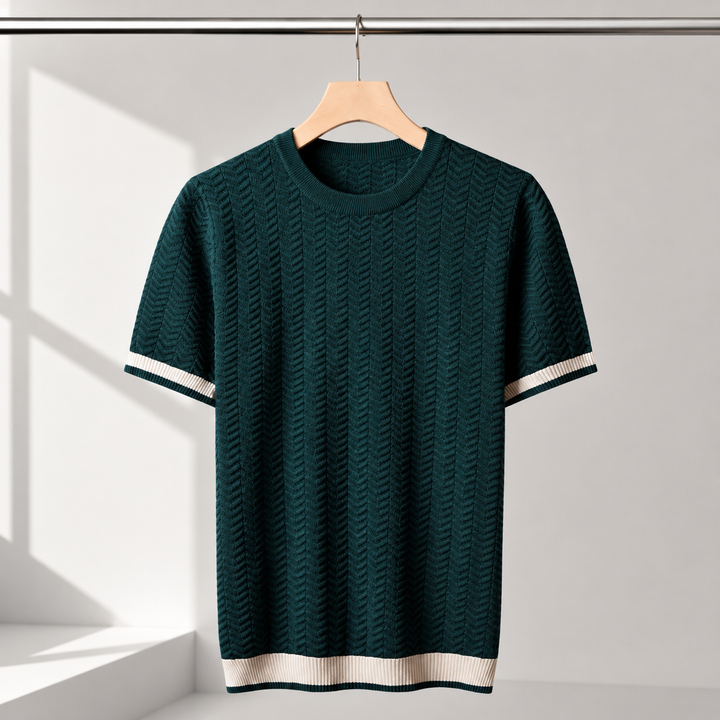 Claus™ | Strikket T-shirt med kontrastkanter