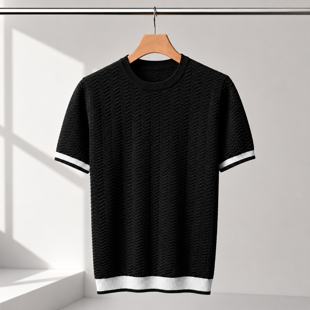 Claus™ | Strikket T-shirt med kontrastkanter