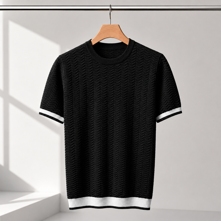 Claus™ | Strikket T-shirt med kontrastkanter