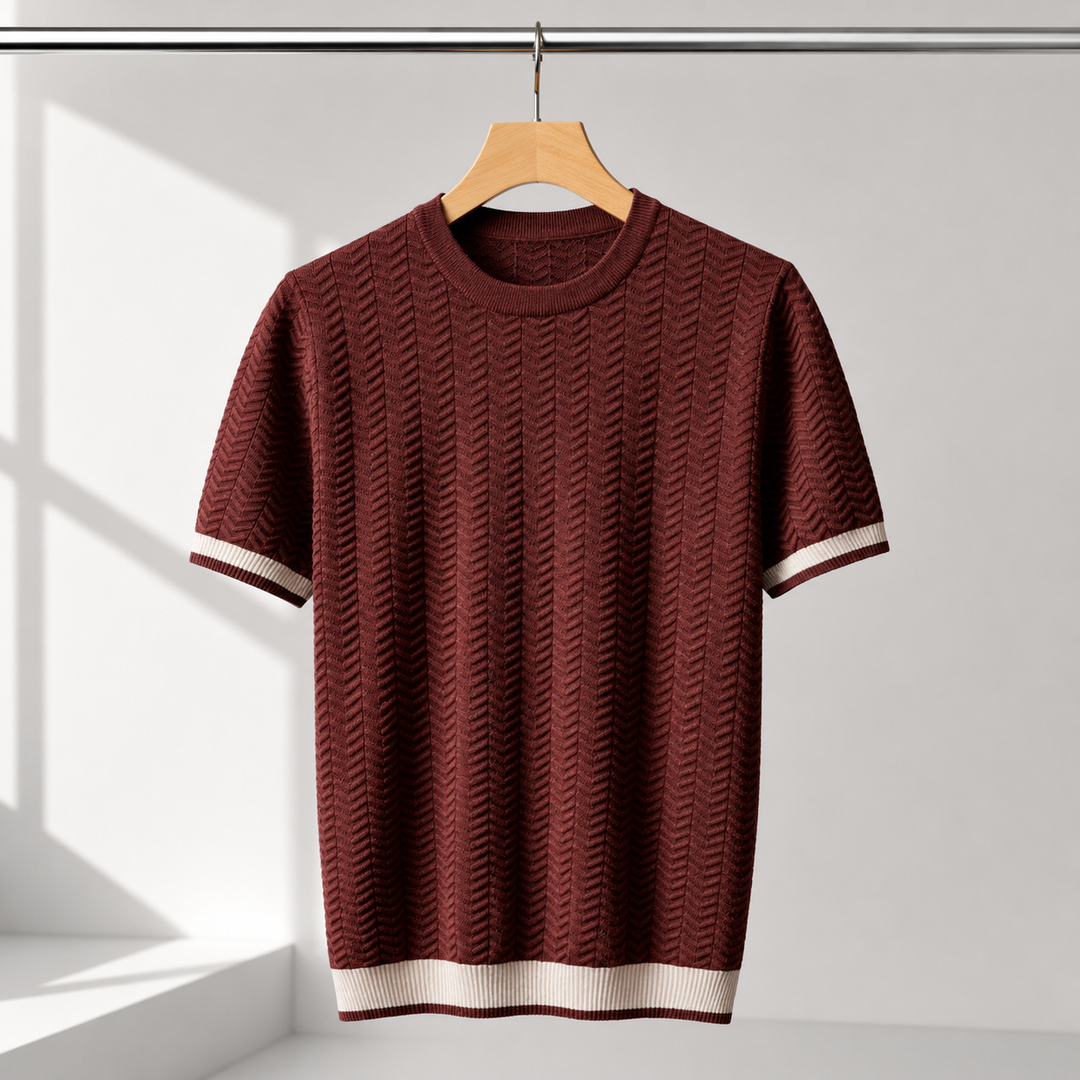 Claus™ | Strikket T-shirt med kontrastkanter