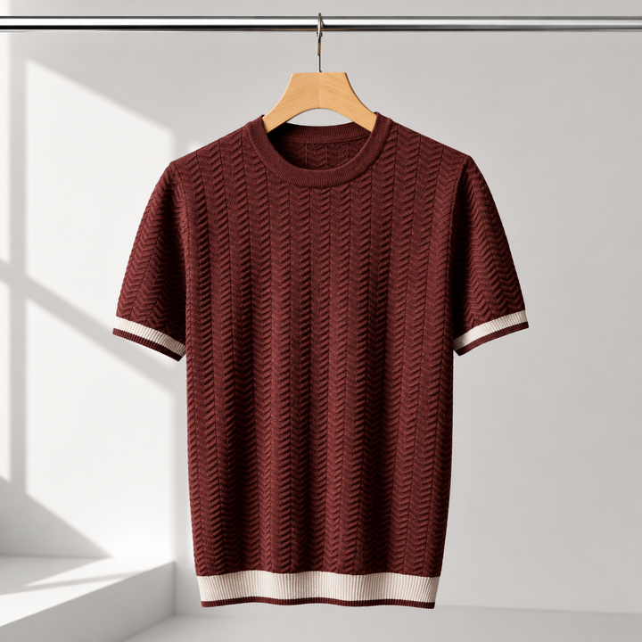 Claus™ | Strikket T-shirt med kontrastkanter