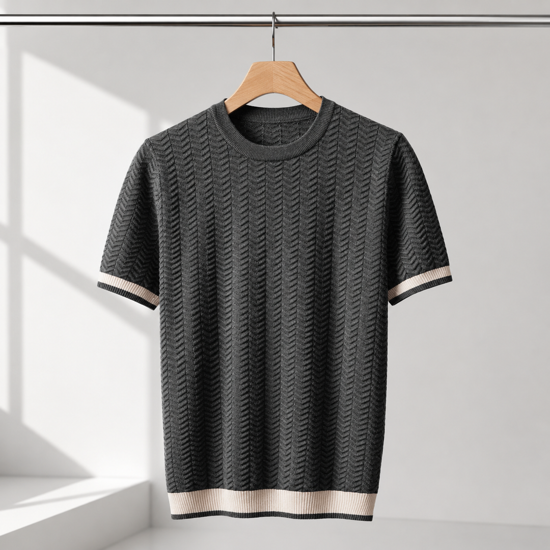 Claus™ | Strikket T-shirt med kontrastkanter