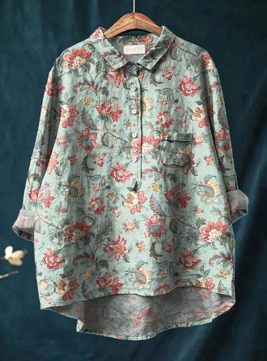 Betty™ | Kunstnerisk blomsterskjorte i hør
