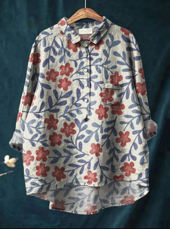 Betty™ | Kunstnerisk blomsterskjorte i hør