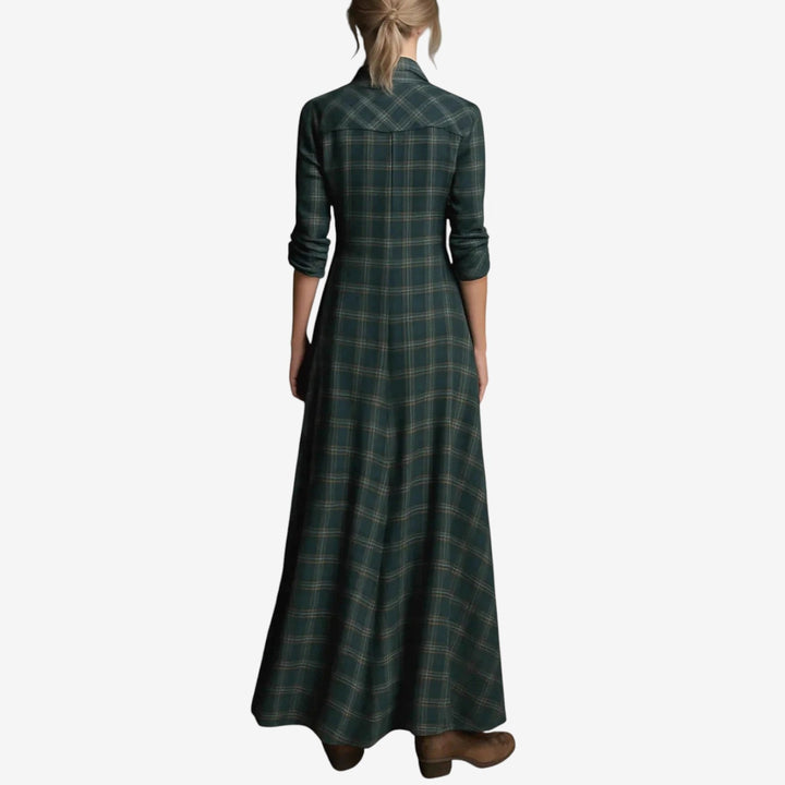 Rosa™ | Elegant lang skjortekjole med tern