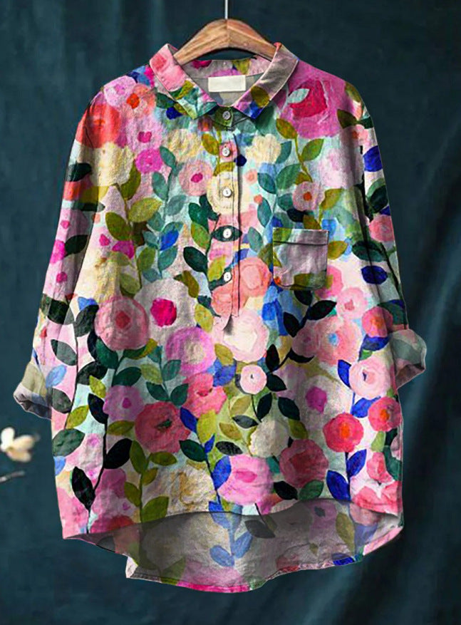 Betty™ | Kunstnerisk blomsterskjorte i hør